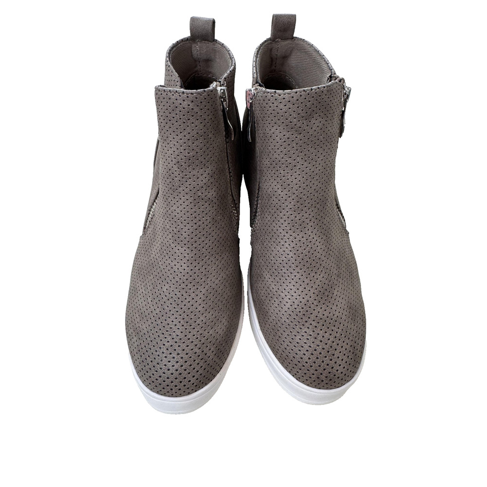 Journee Collection Shoes Womens Size 6 Taupe Penelope Wedge Booties Zip Casual
